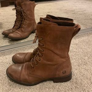 Born Zelia moto combat riding brown leather boots 6.5